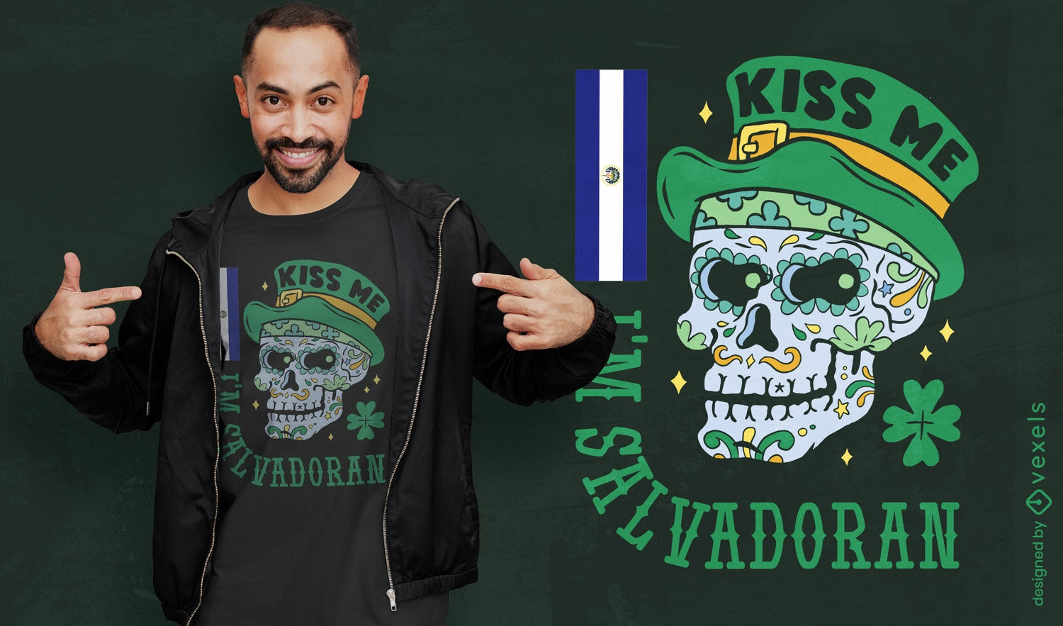 Festliches salvadorianisches T-Shirt-Design zum St. Patrick&#39;s Day