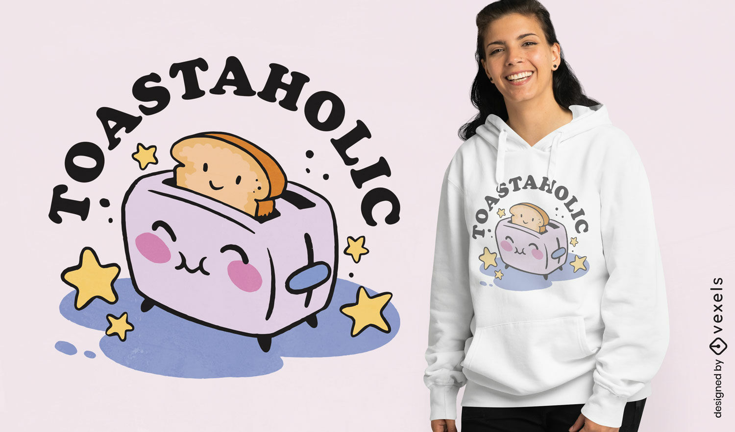 Design adorável de camiseta com torradeira kawaii