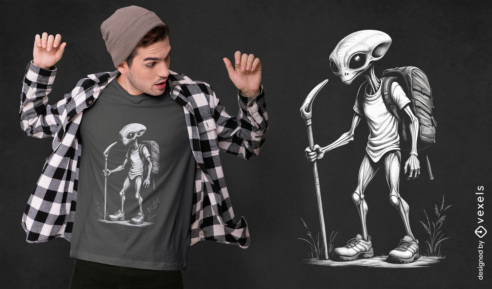 Wanderndes Alien-T-Shirt-Design