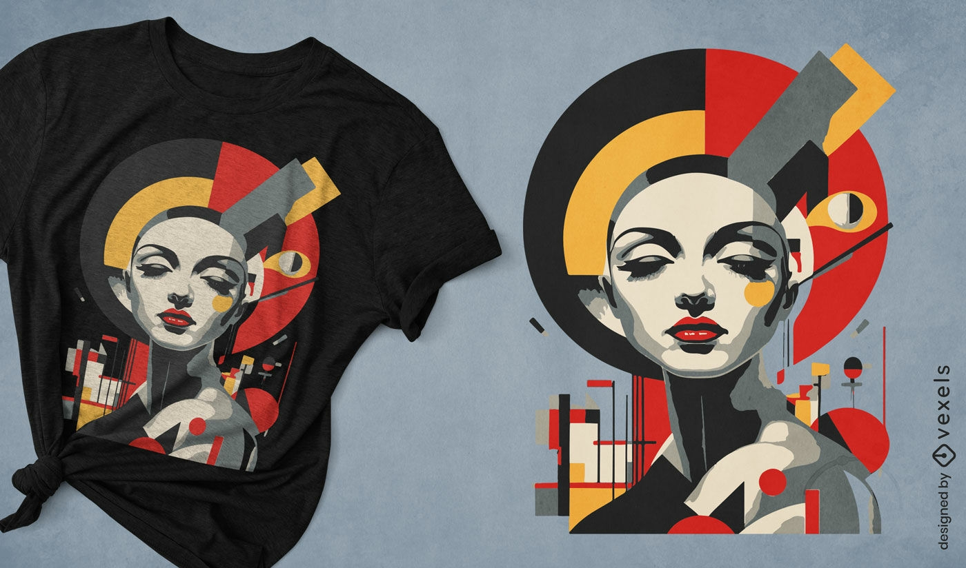 Design de camiseta feminina inspirada na Bauhaus
