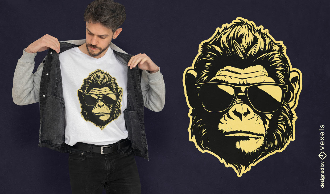 Genial diseño de camiseta de mono con gafas de sol.