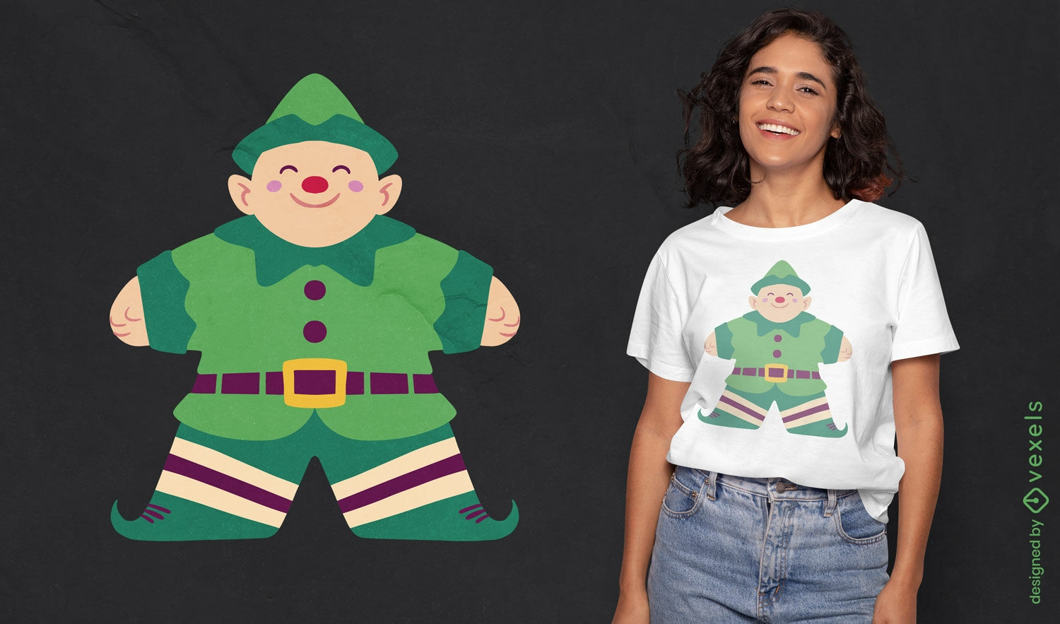 Dise?o de camiseta de elfo navide?o alegre.