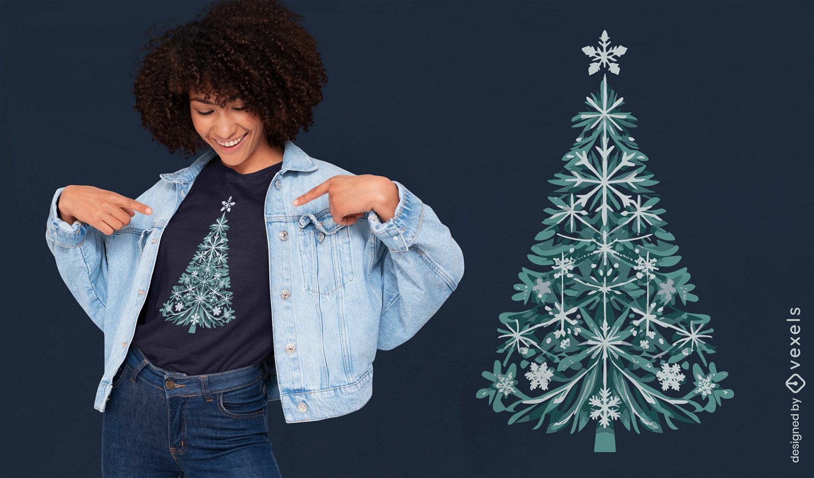 Diseño de camiseta de árbol de Navidad caprichoso.