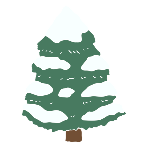 Árbol de Navidad verde con nieve. Diseño PNG