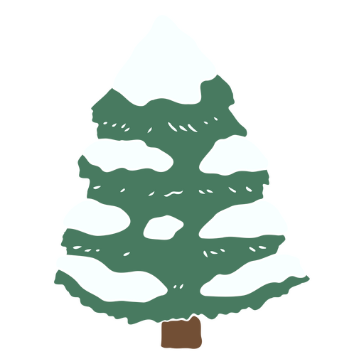 Green christmas tree with snow on it PNG Design