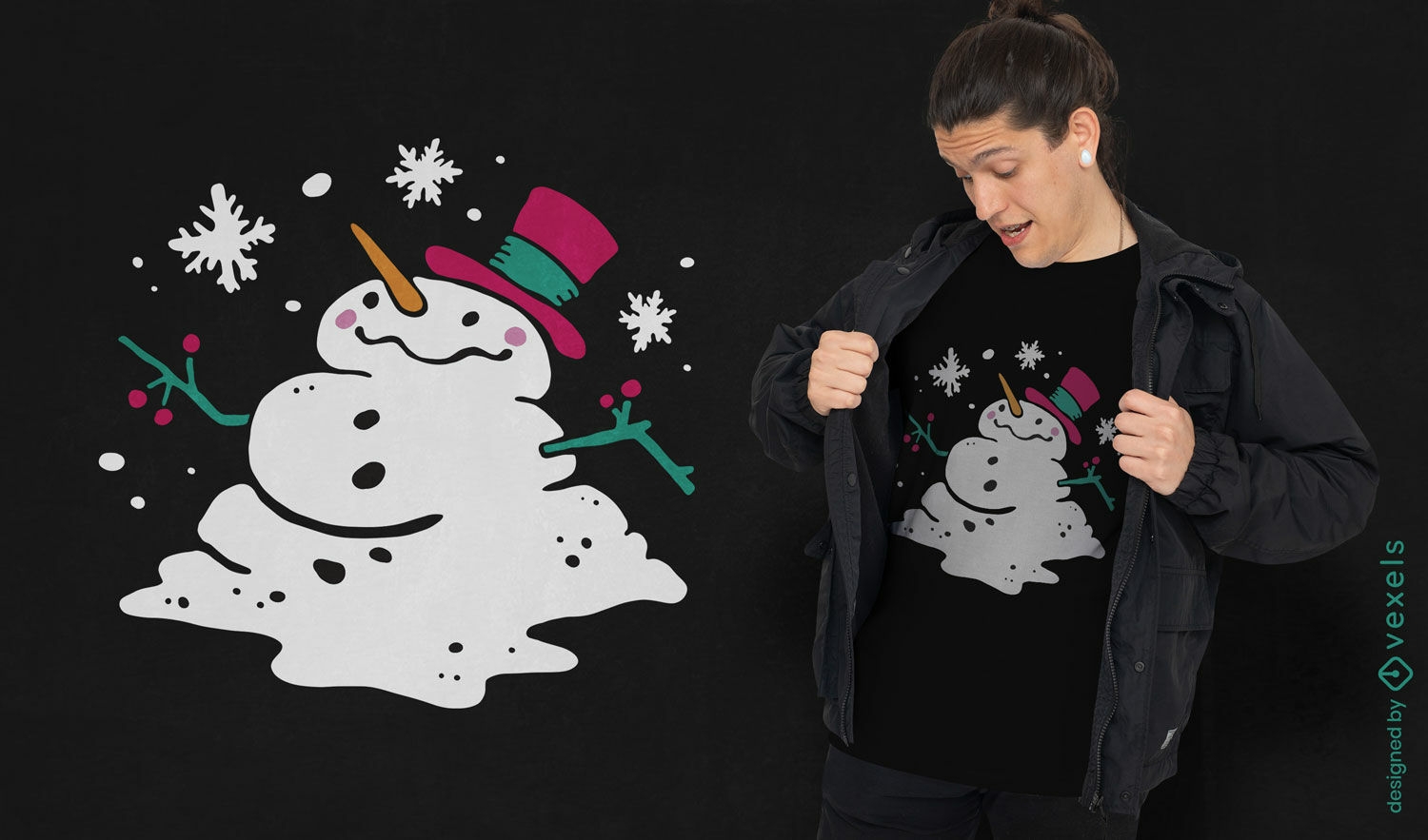 Design alegre de camiseta com boneco de neve