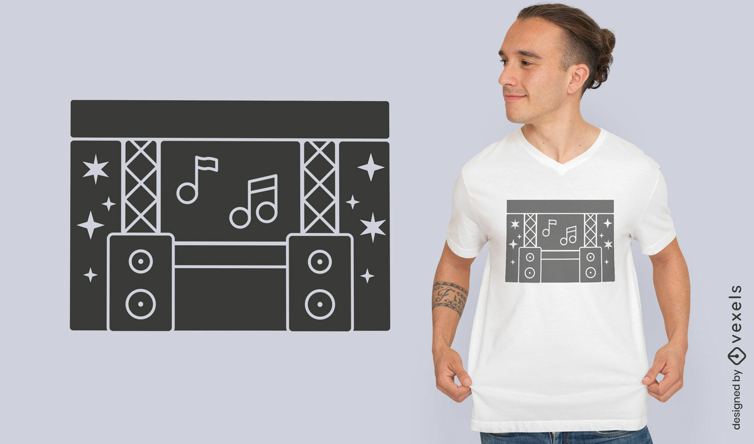 Design dinâmico de camisetas para palco musical