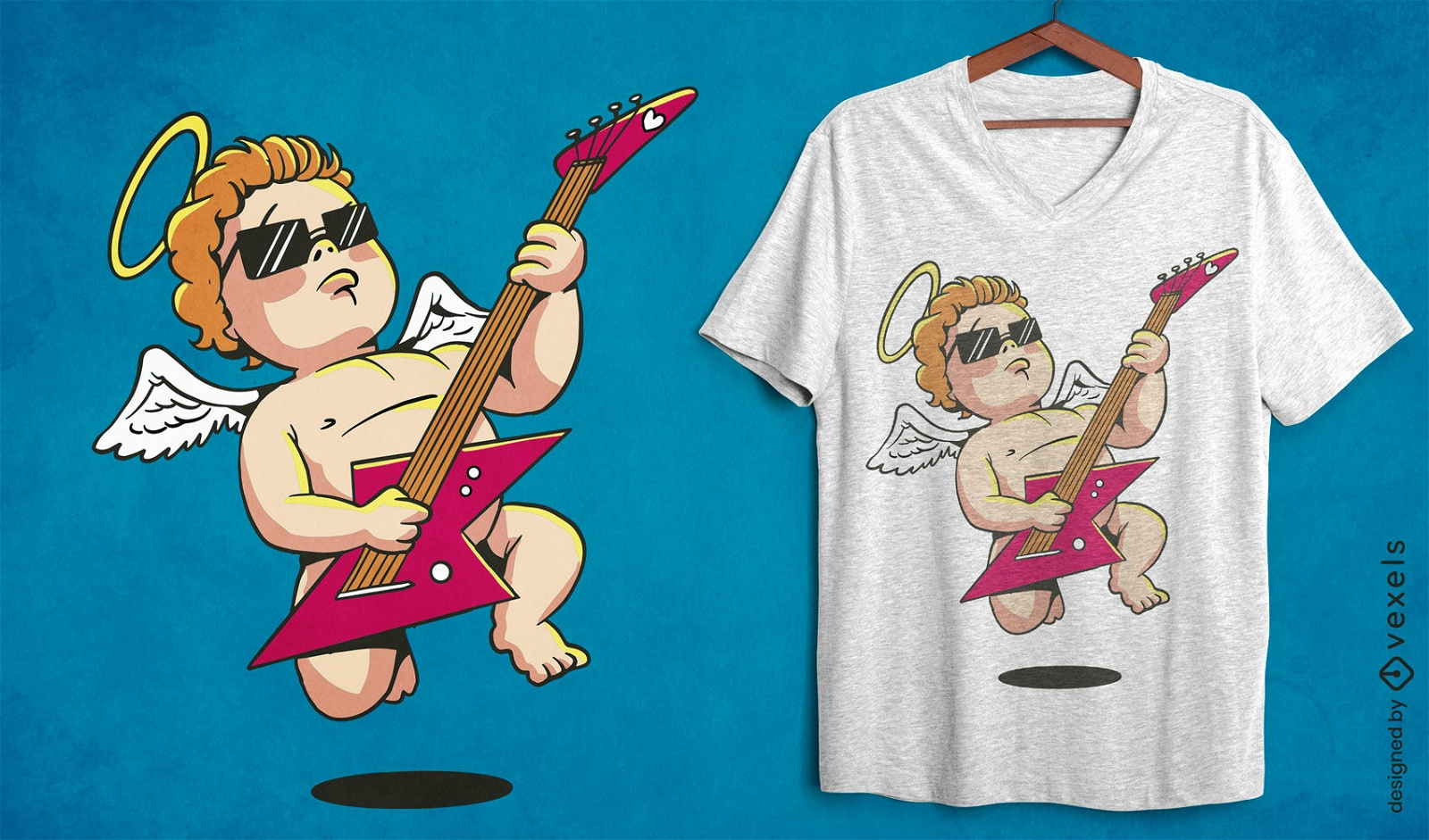 Rocking cupid t-shirt design