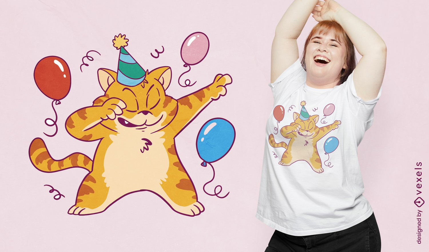 Celebratory cat t-shirt design