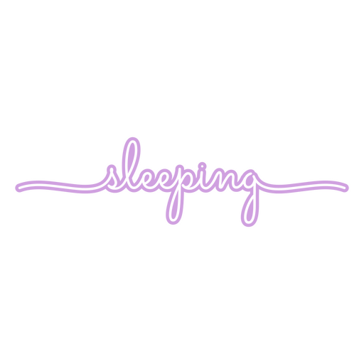 La palabra durmiendo en morado. Diseño PNG
