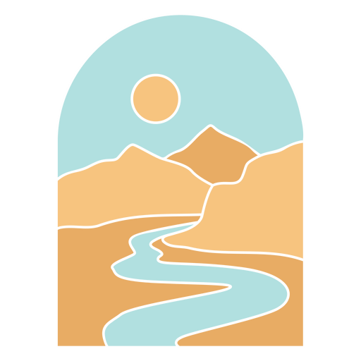 Cartoon-Illustration eines Flusses in der Wüste PNG-Design
