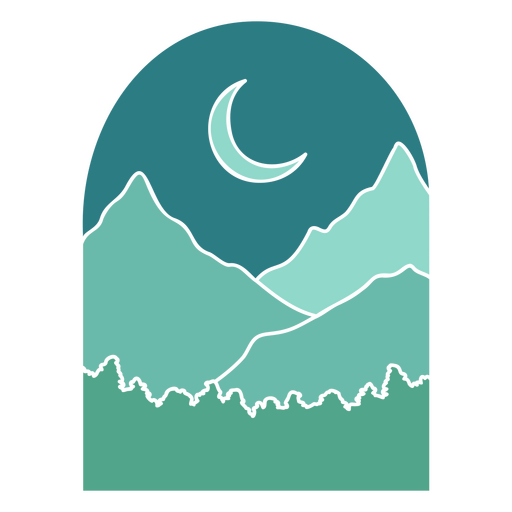 Berglandschaft mit Mond und Bäumen PNG-Design