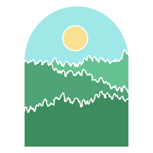 Cartoon-Illustration eines Waldes mit Bäumen und einer Sonne PNG-Design