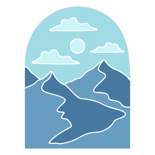 Illustration of mountains and clouds in the sky PNG Design