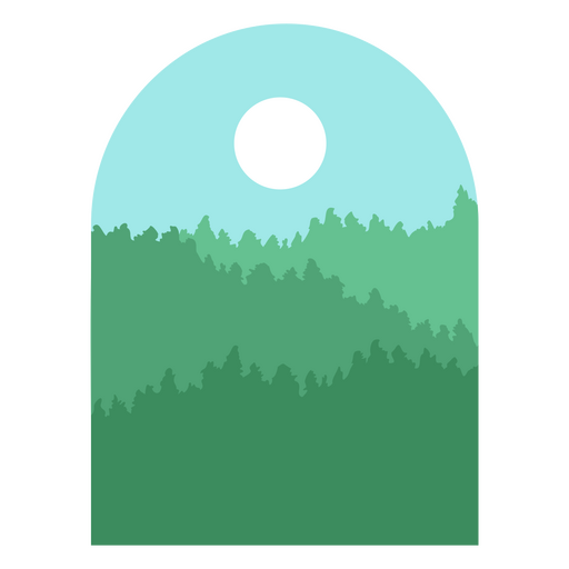 Image of a forest with a sun in the middle PNG Design