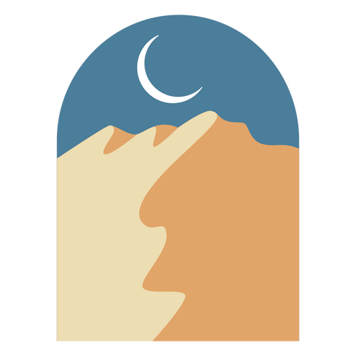 Silhouette einer Wüste mit Mond und Halbmond PNG-Design