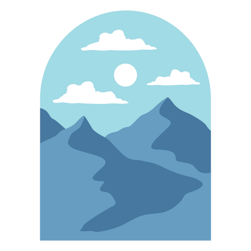 Berglandschaft mit blauem Himmel und Wolken PNG-Design