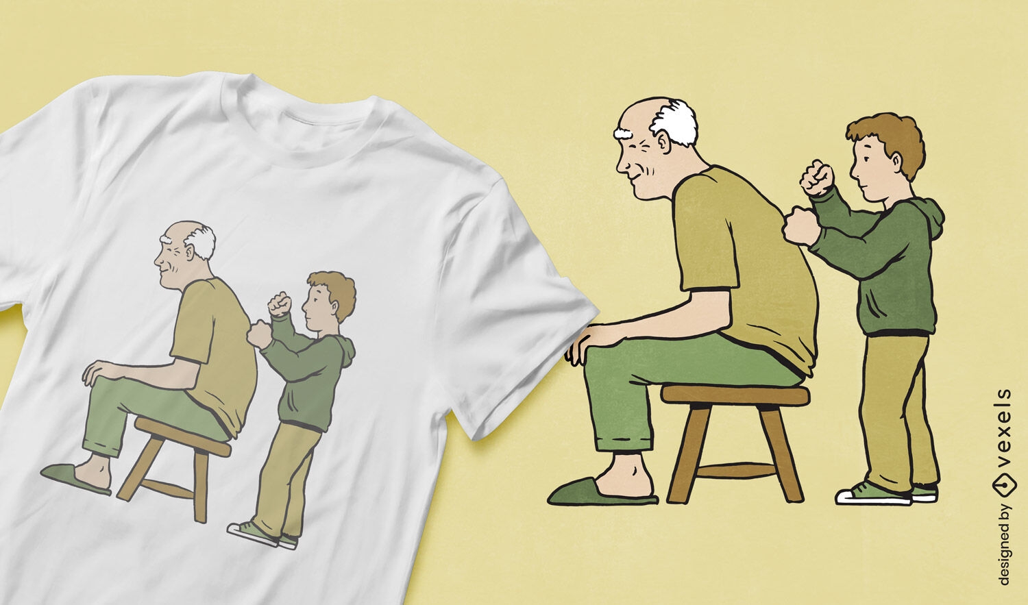 Diseño de camiseta de masaje generacional.