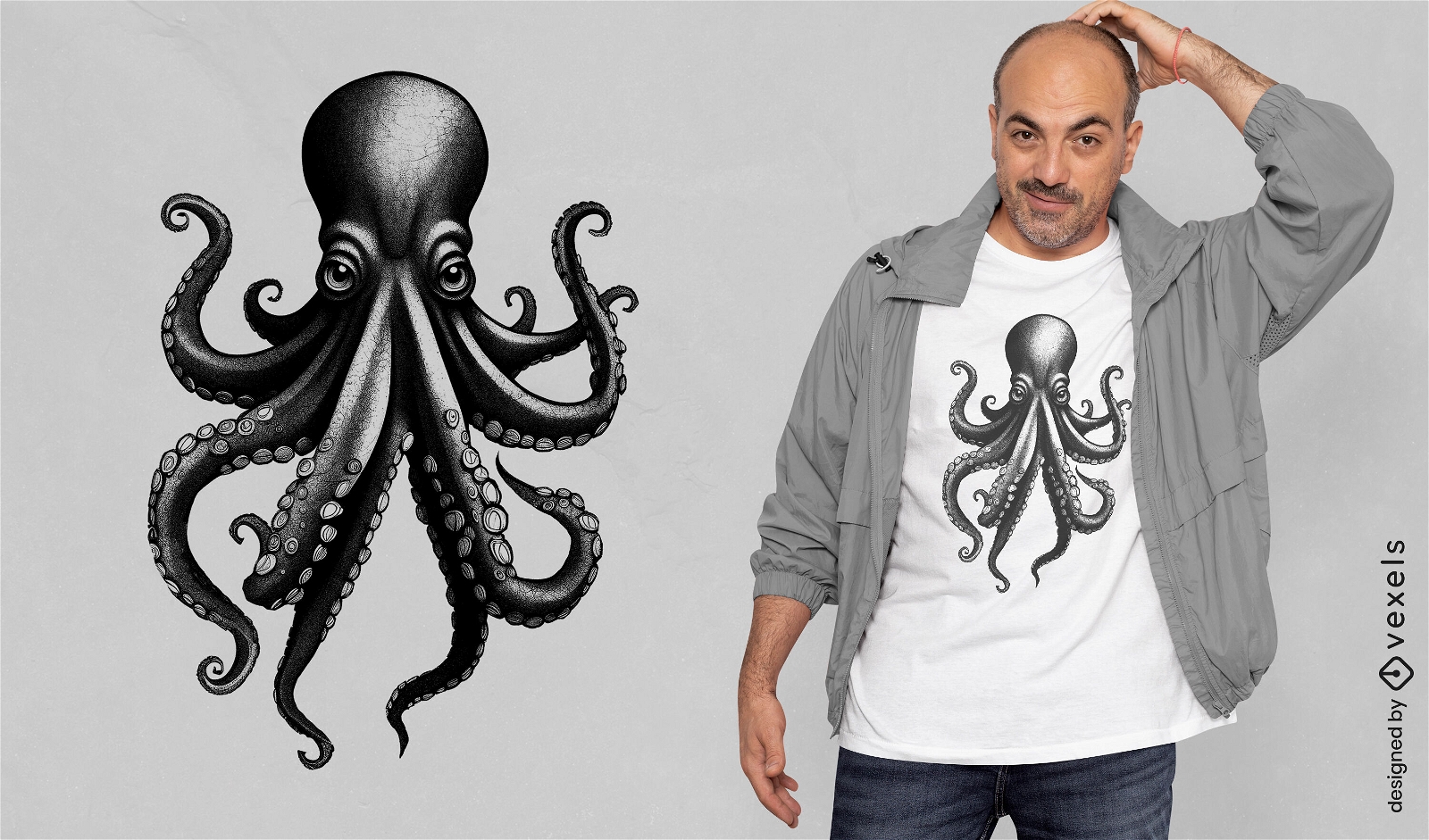 Monochrome octopus t-shirt design