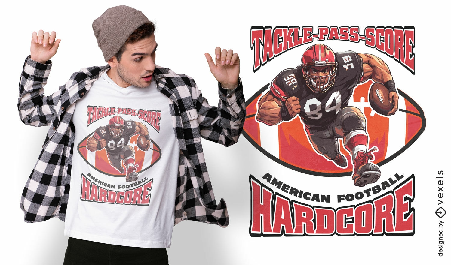 Design de camiseta hardcore de futebol americano
