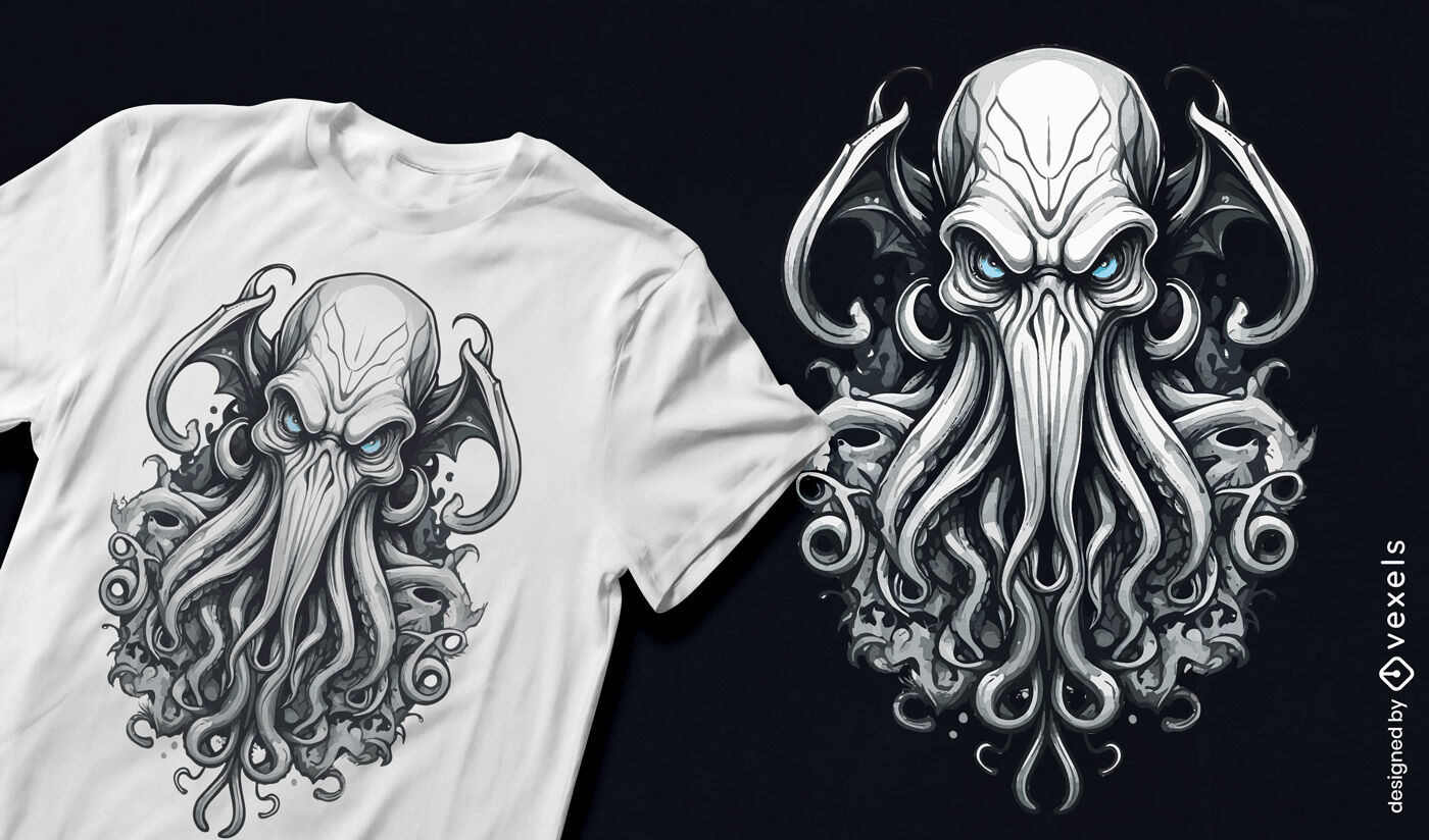 Diseño de camiseta de los mitos de Cthulhu.