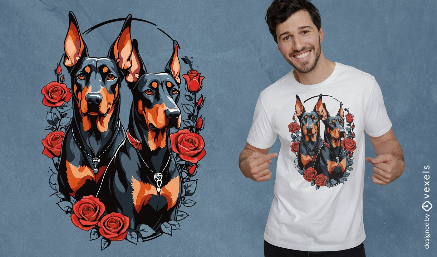 Doberman and roses t-shirt design