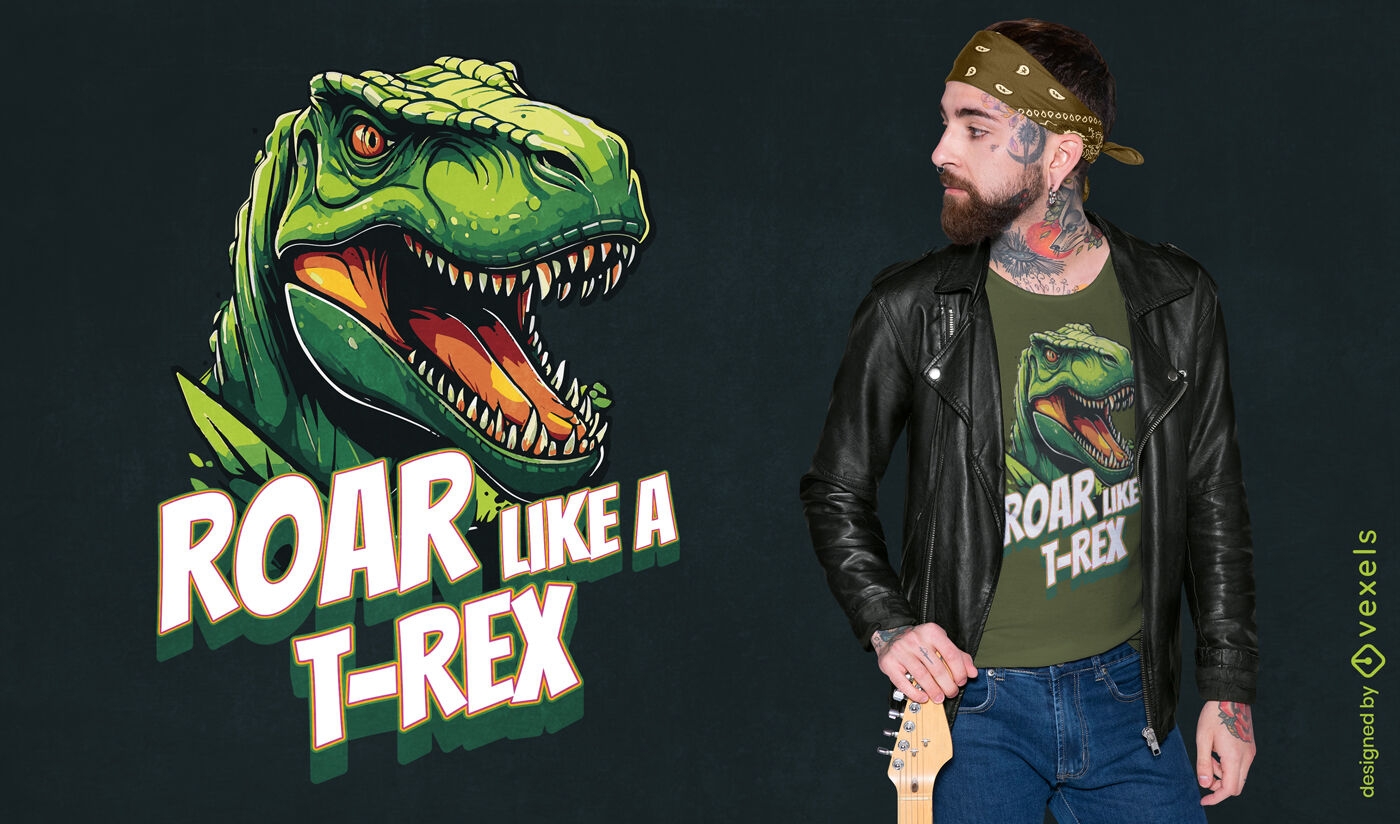 Ruja como o design de uma camiseta do T-Rex
