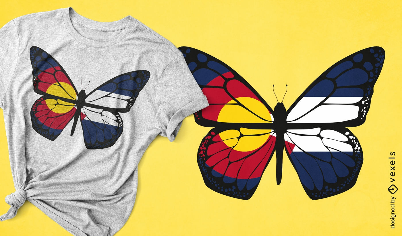 Diseño de camiseta de mariposa de colorado.