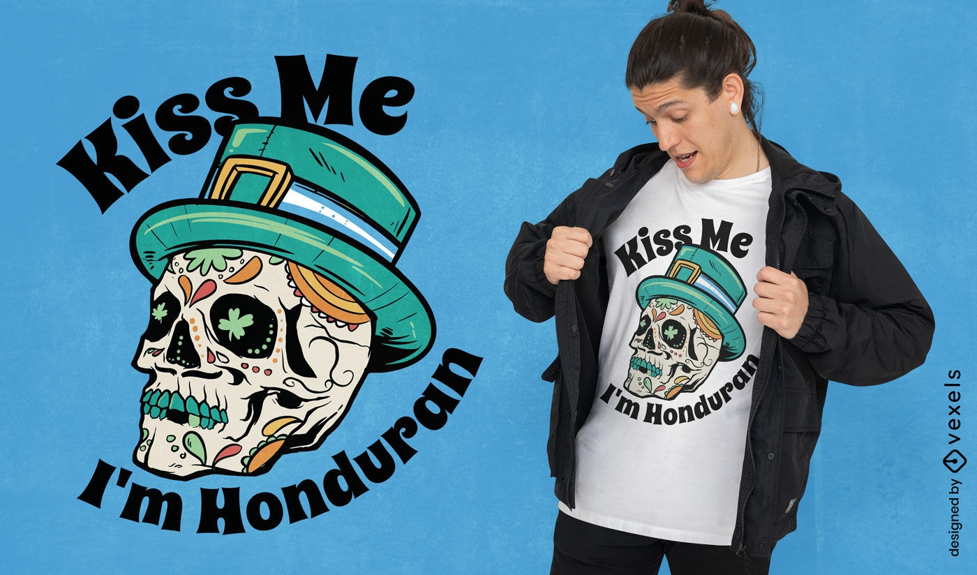 Honduranisches St. Patrick&#39;s Totenkopf-T-Shirt-Design