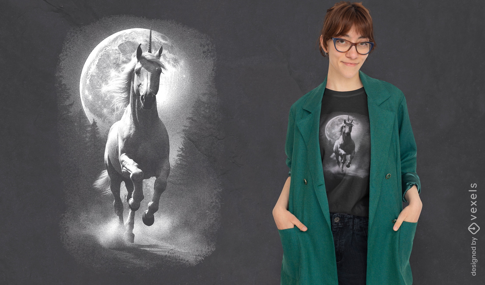 Aufbäumendes Einhorn-T-Shirt-Design