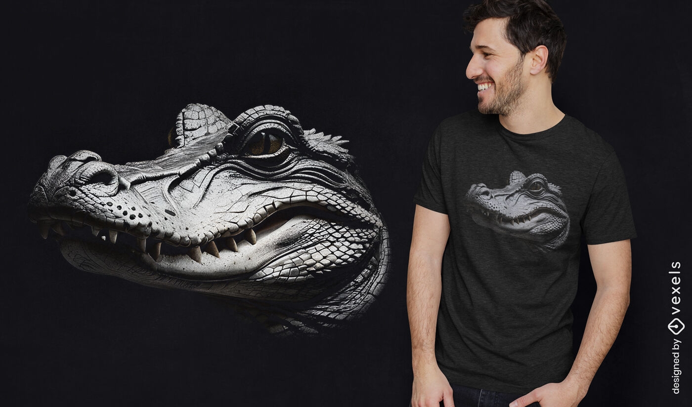 Diseño de camiseta de primer plano de cocodrilo.