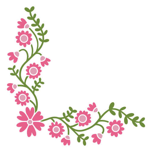 Diseño floral rosa y verde. Diseño PNG