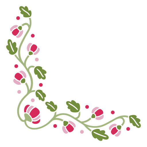 Diseño floral con flores y hojas rosas. Diseño PNG