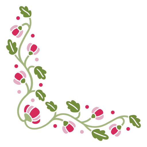 Floral design with pink flowers and leaves PNG Design