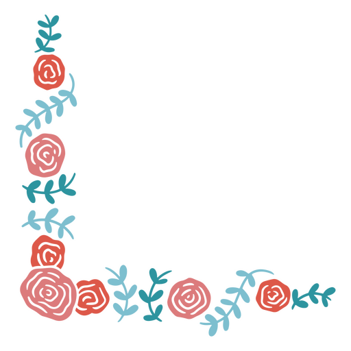 Bordüre mit Rosen und Blättern PNG-Design