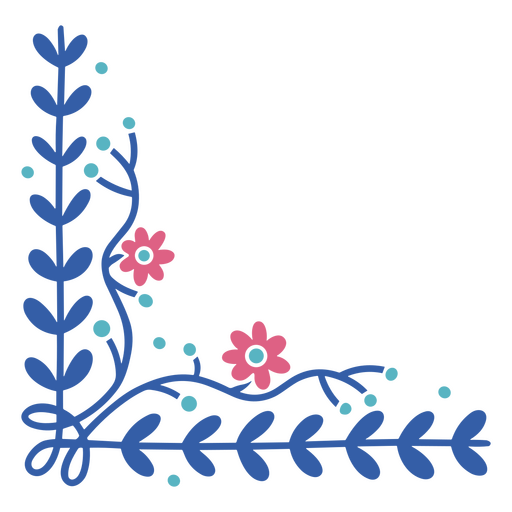 Desenho floral azul e rosa Desenho PNG