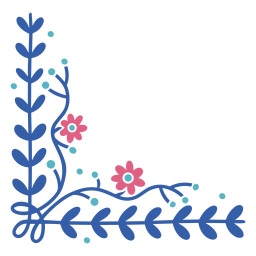 Diseño floral azul y rosa. Diseño PNG