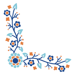 Design PNG E SVG De Desenho Floral Azul E Laranja Para Camisetas