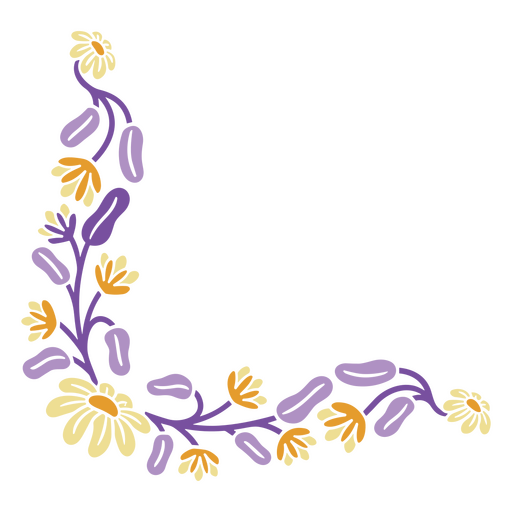 Diseño floral morado y amarillo. Diseño PNG