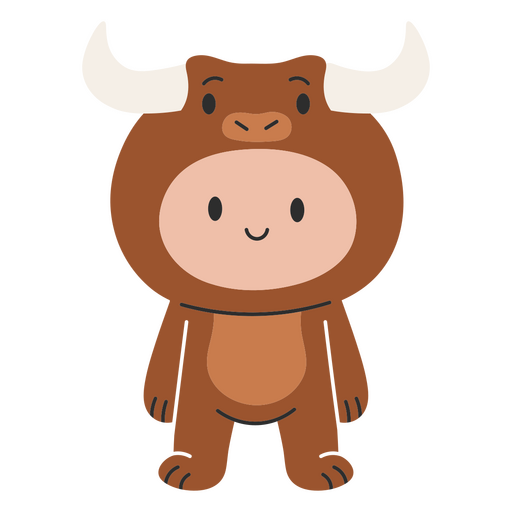 Cartoon bull with horns standing PNG Design