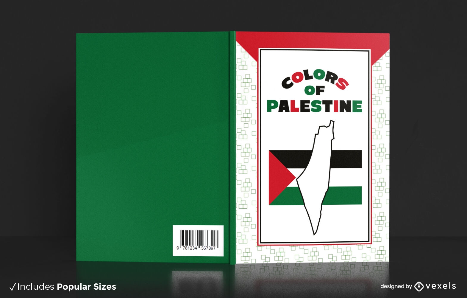 Dise?o de portada de libro de colores palestinos.
