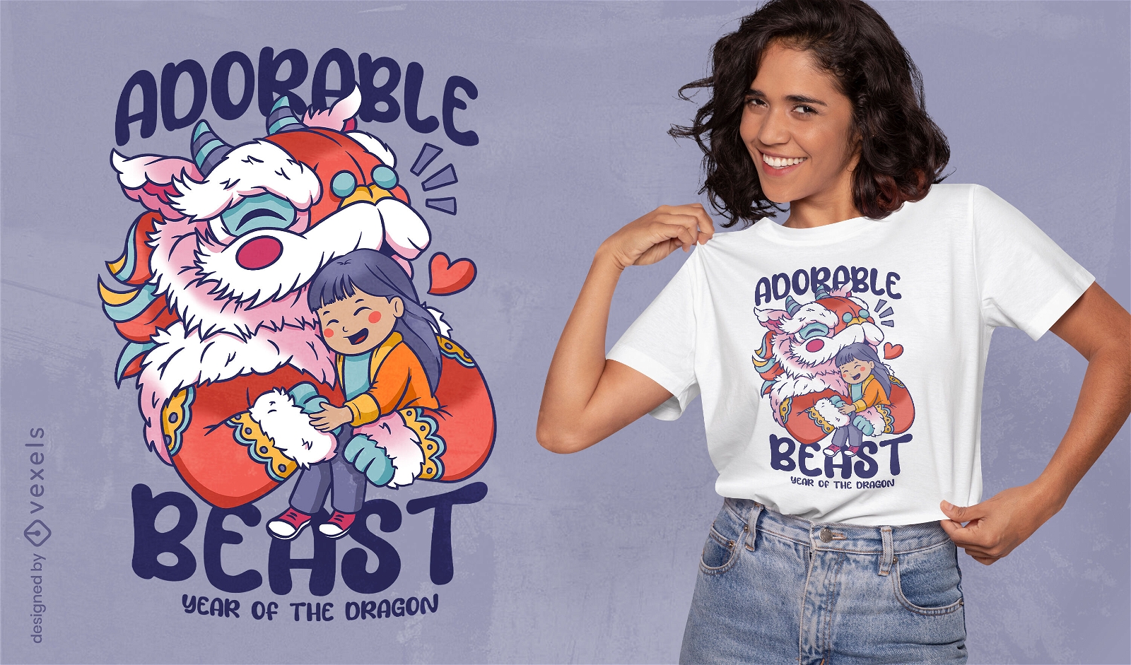 Adorable diseño de camiseta de dragón bestia.