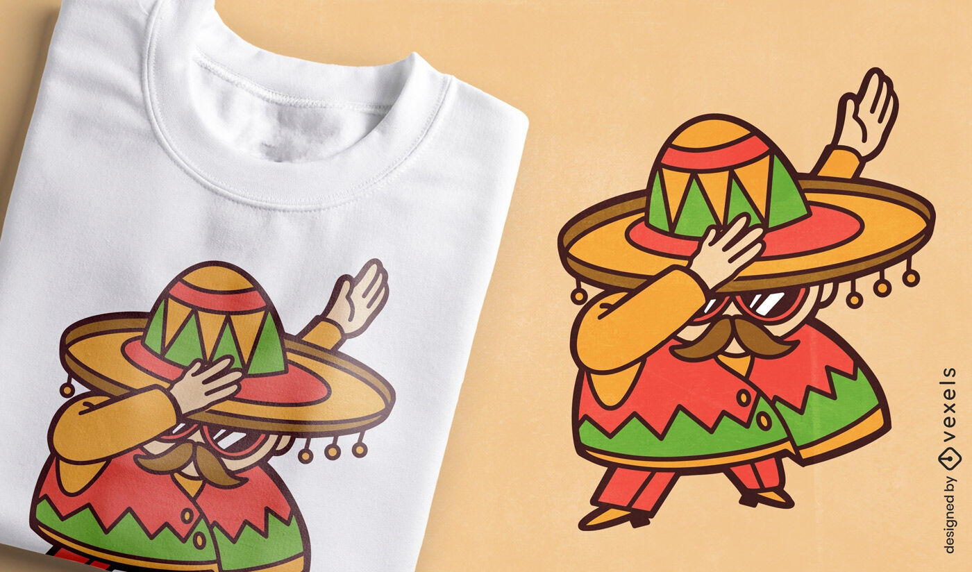 Diseño de camiseta de baile mexicano festivo.