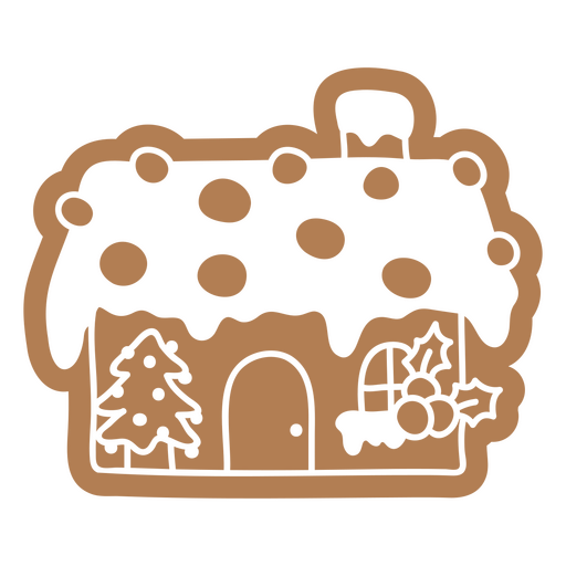 Casa de pan de jengibre con glaseado y adornos. Diseño PNG