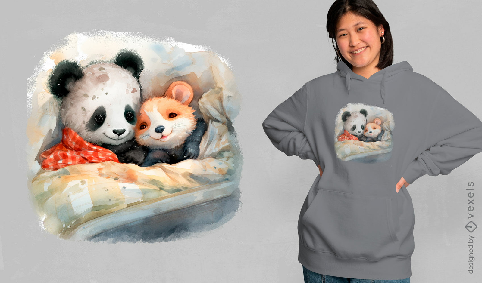 Panda and mouse cuddle t-shirt design