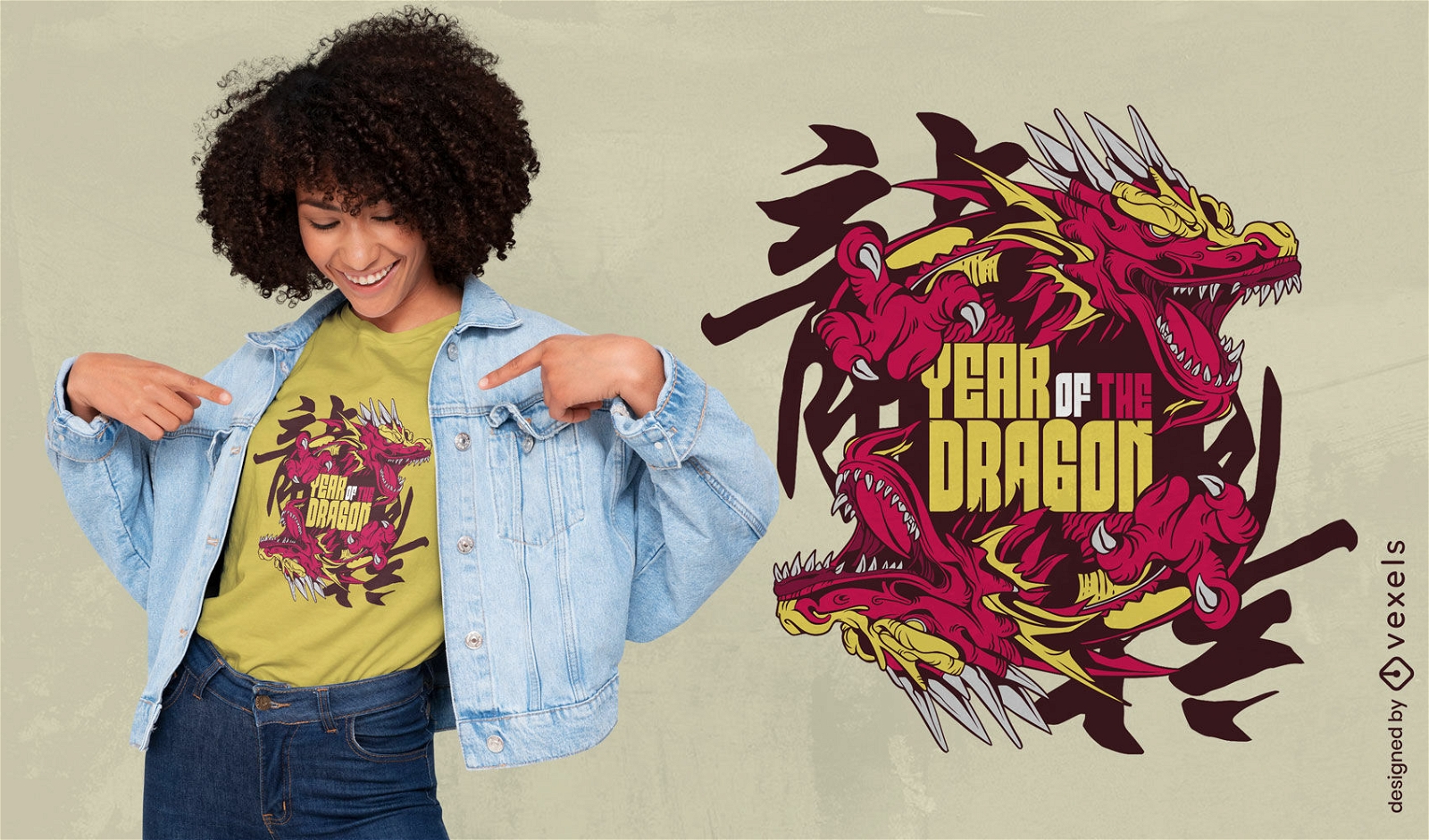 Diseño de camiseta china del año del dragón.