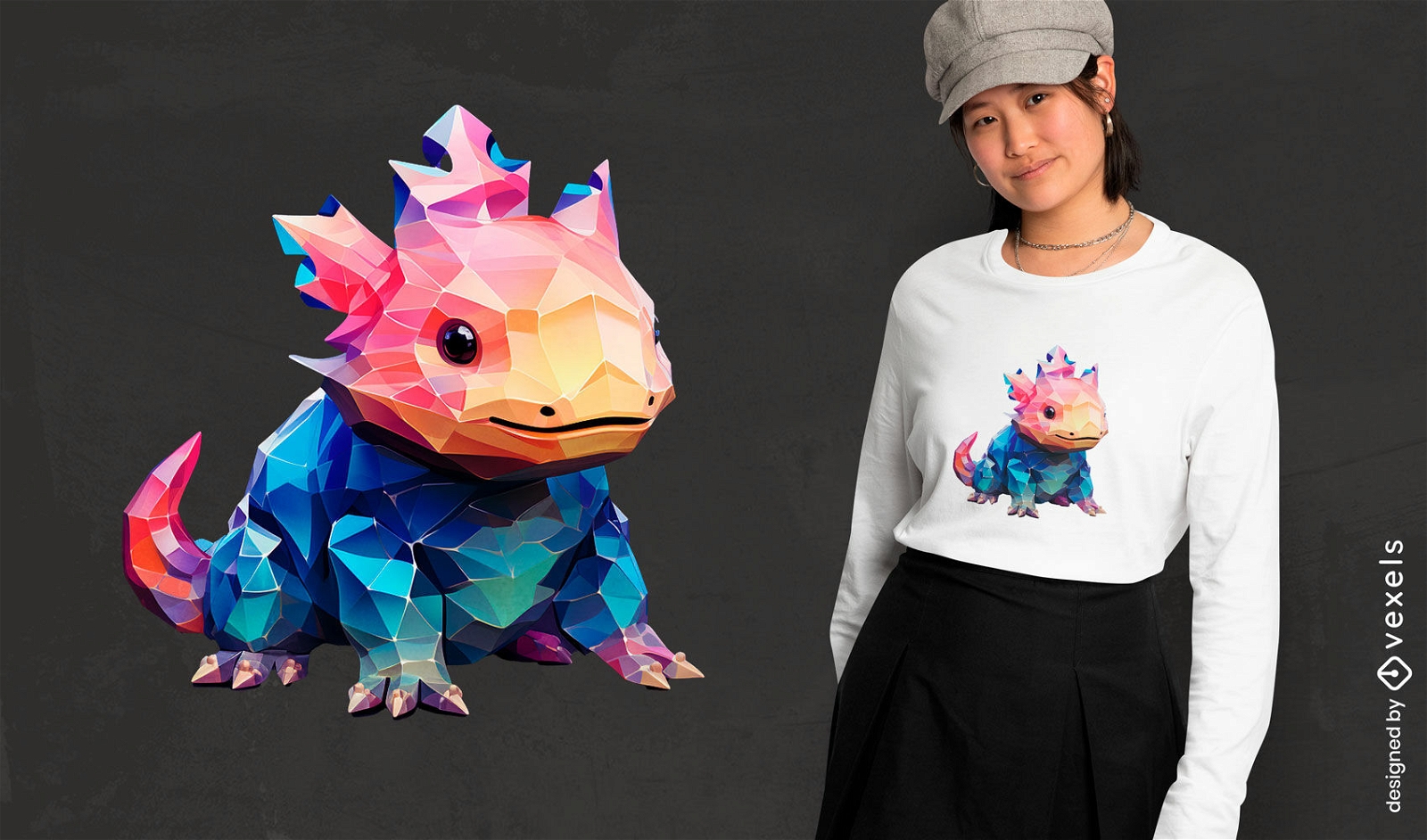 Low poly axolotl t-shirt design