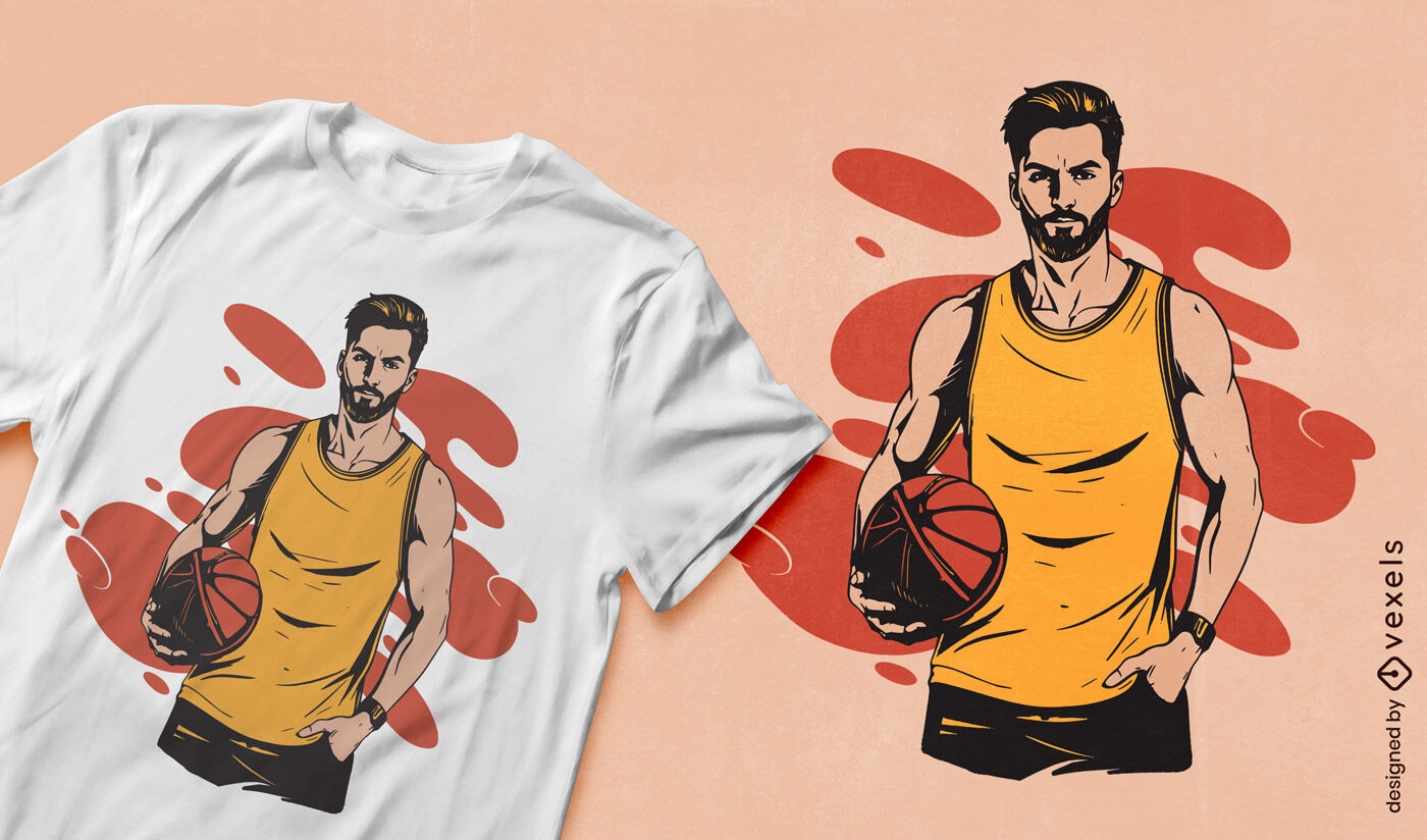 Stilvolles Basketballspieler-T-Shirt-Design