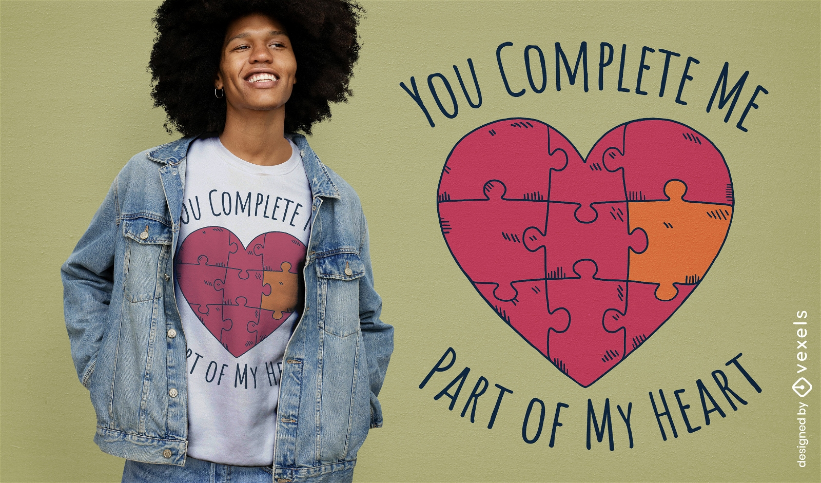 Heart love puzzle t-shirt design