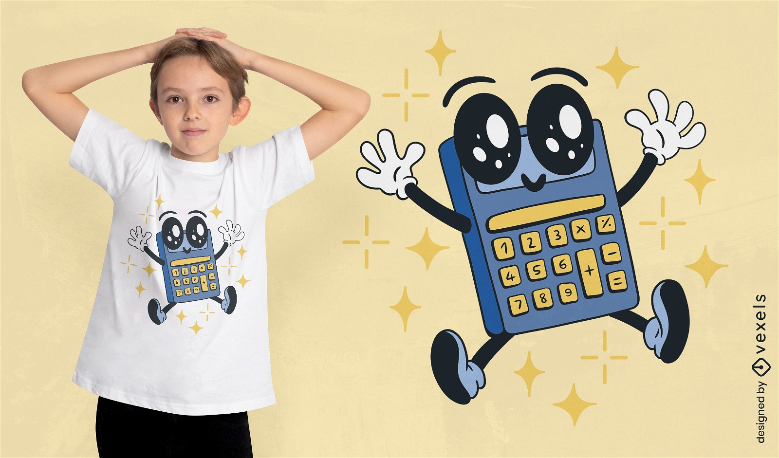 Cartoon-Taschenrechner-T-Shirt-Design